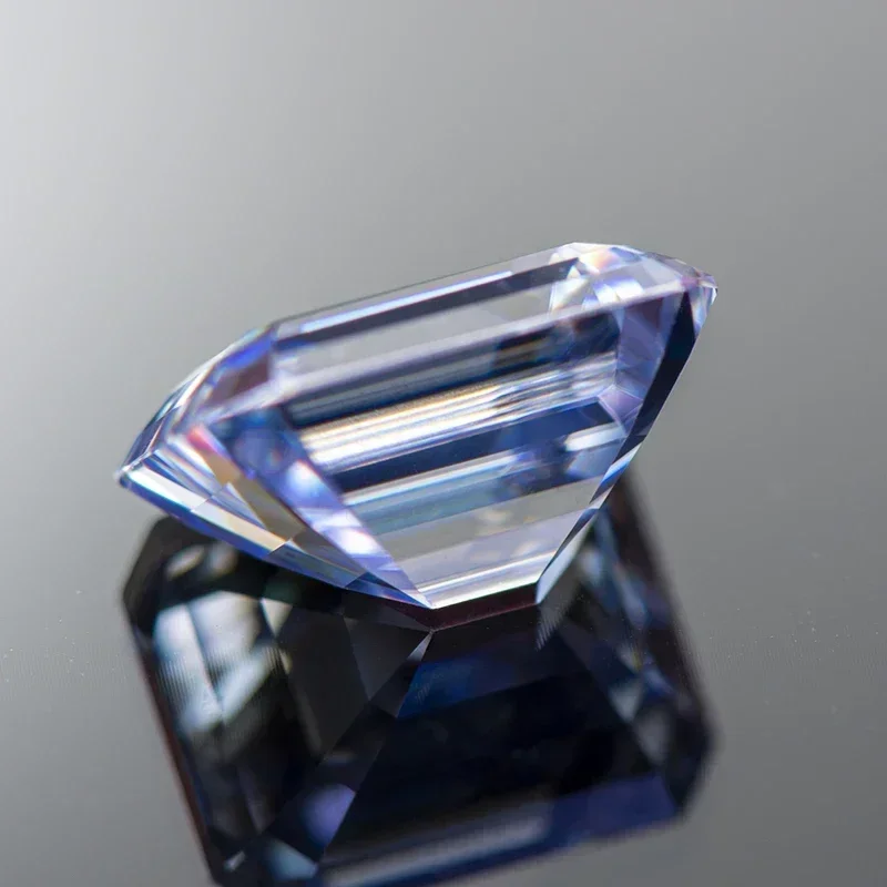Moissanite Stone Emerald Cut Lavender Color VVS1 with GRA Certificate for Gemstone Charms Advanced Jewelry Making Materials