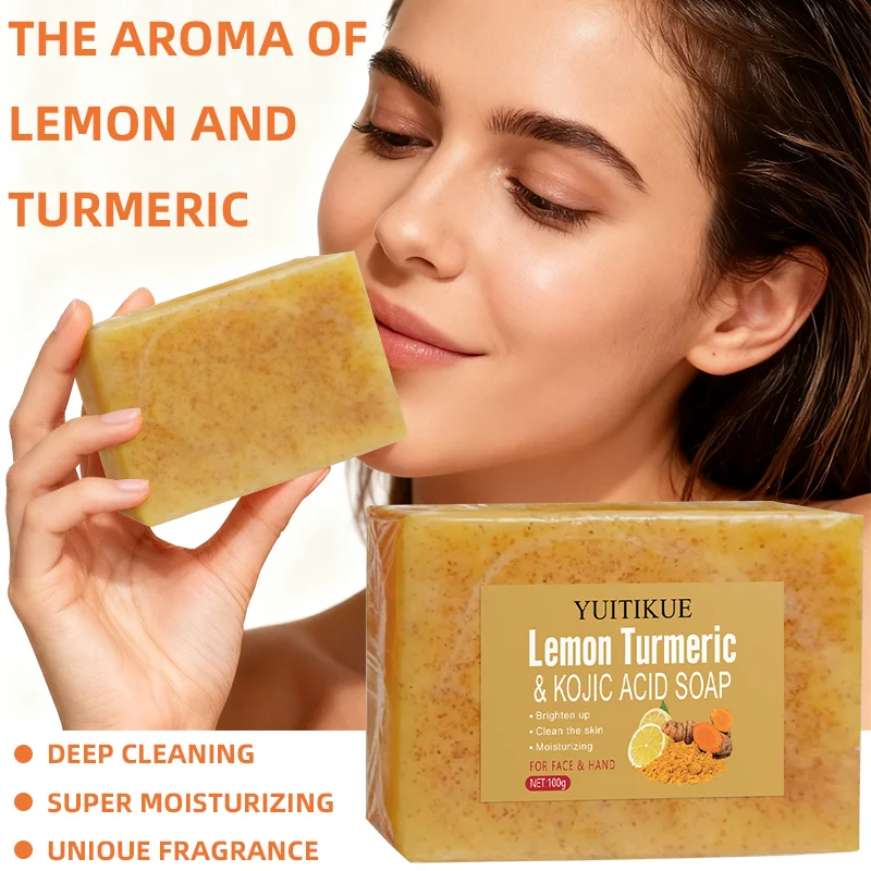Lemon Turmeric Kojic Acid Soap 100g - Triple Brightening, Deep Cleansing & Moisturizing, for Face & Hand, All Skin Types