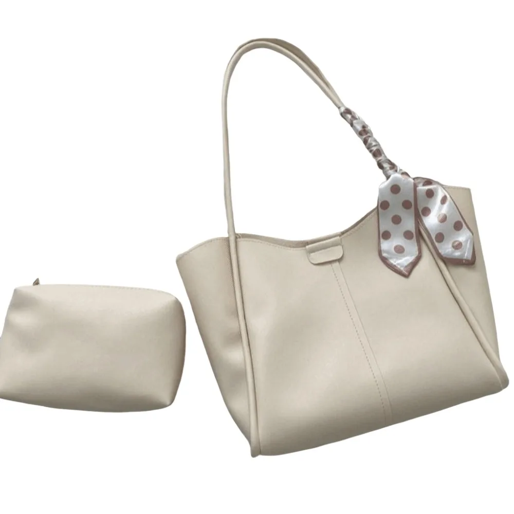 

Женская сумка-тоут из искусственной кожи, большая вместительная сумка с маленькой сумкой, шелковый шарф, ремни, сумка в корейском стиле из искусственной кожи, сумка для подмышек