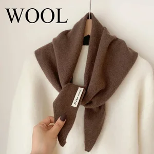 British Korean Triangle Scarf  Niche Wool  Triangular Scarf Women Headscarf Knitted Scarf Multi-functional Warm Knitted Scarf