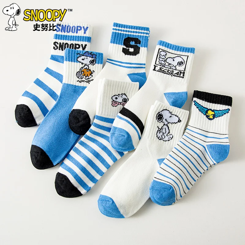 

7 Pairs For Snoopy Mid-Calf Socks - Cartoon Thickened Breathable Sports Sweat-Wicking Odor-Resistant Winter Socks Gift