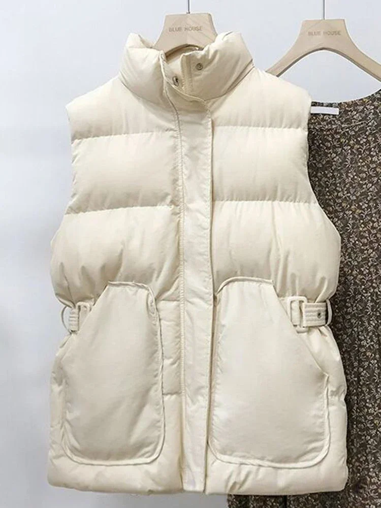 

NEW Vintage Vests Women Clothes Loose Fashion Winter All-match Casual Pockets Korean Style Warm