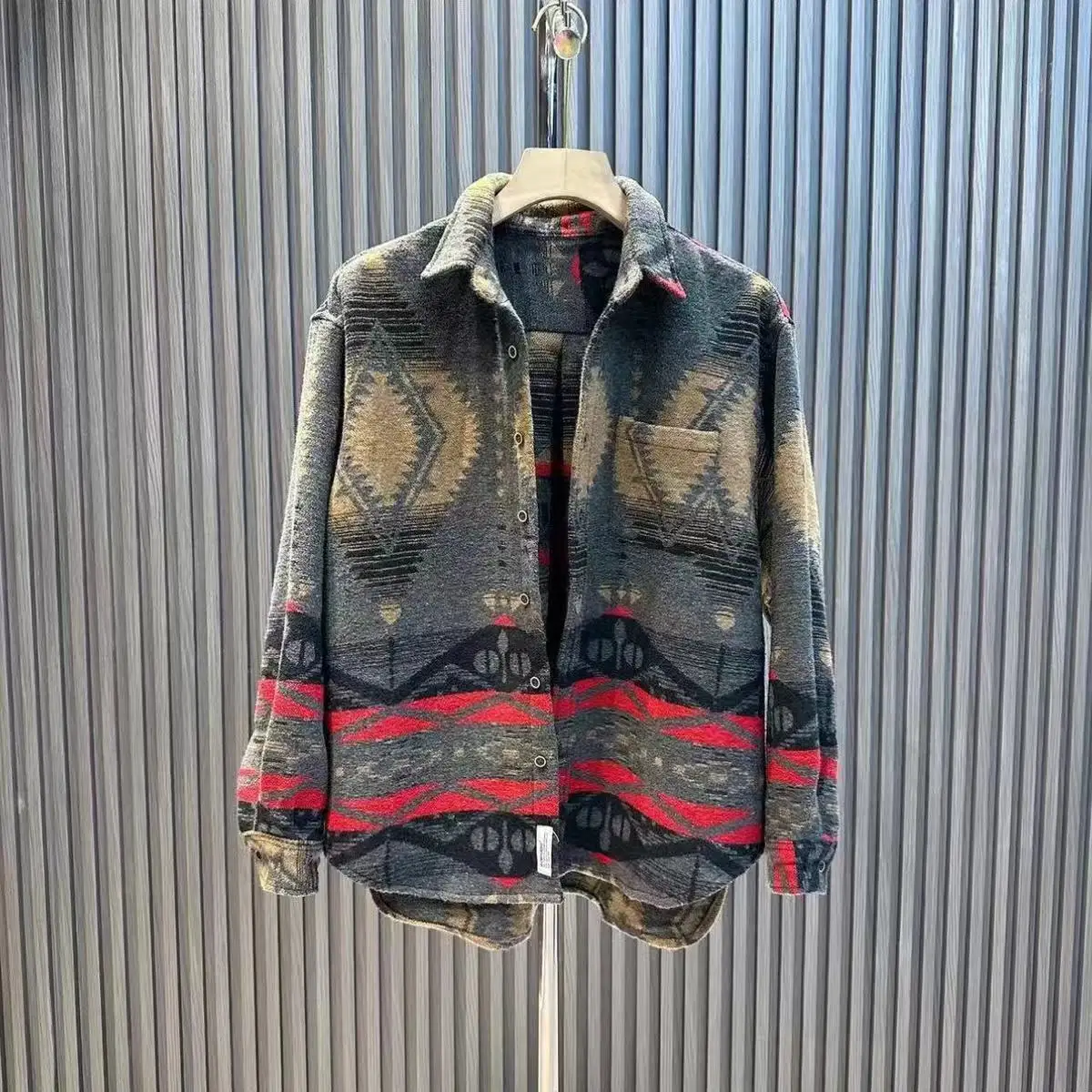 

Loose Casual Collar Men's irt Jaet Autumn Winter Faionable Ethnic Sle Versatile Loose Trendy Top Youth ular Modern...