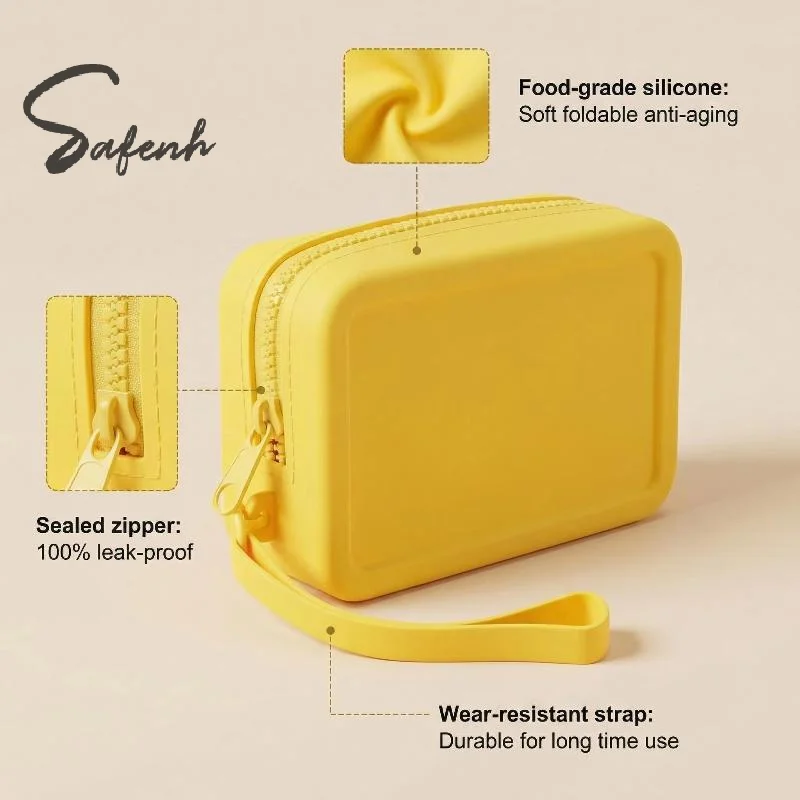 Silicone Organizer Cosmetic Bag Vintage Waterproof Smooth Zipper Earphone Bag Macaron Color Wallet Coin Purse Students