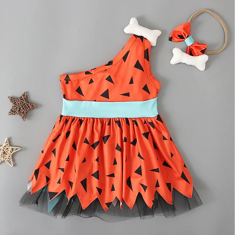 Nuevo disfraz de Bam para niños 2025, disfraz de hombre de las cavernas, traje de la era de la piedra para niño, disfraz de Halloween para niña, vestido inspirado en guijarros eqs9X