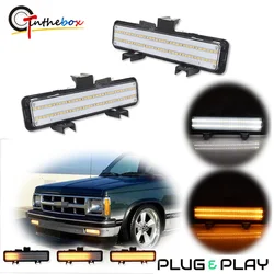 Dual-color Amber Dynamic LED Front Turn Signal Lights w/ White DRL For Chevrolet S10 Blazer For GMC Jimmy For Oldsmobile Bravada