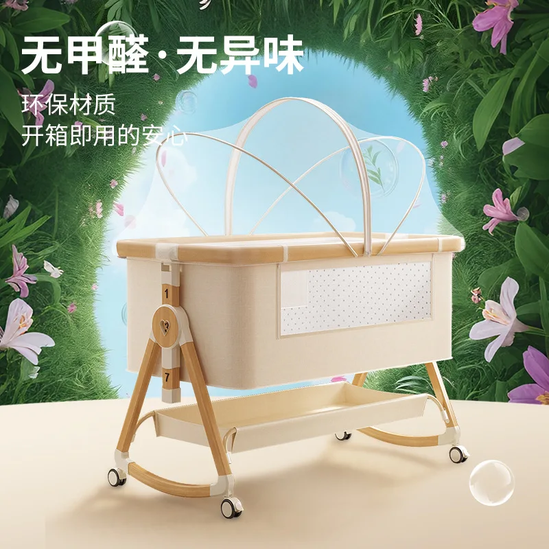 سرير أطفال متعدد الوظائف قابل للتعديل بارتفاع متحرك سرير كبير سرير هزاز للأطفال قابل للطي متطابق مع طاولة الحفاضات #2