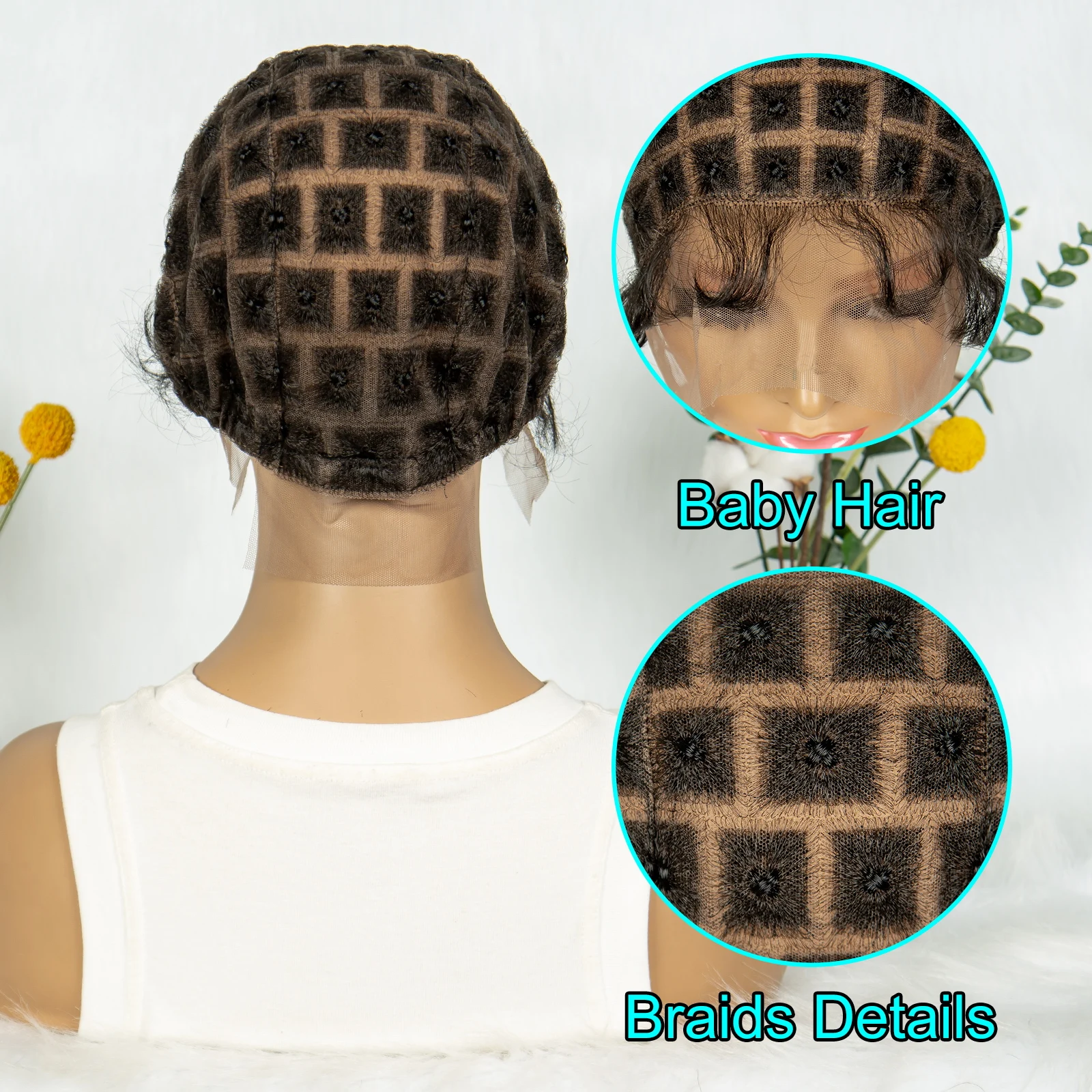 Kima 4 types Full Lace Hair Mesh Pre-parting for Boho Crochet Braids Add-in With Baby Hair for Braided Wig