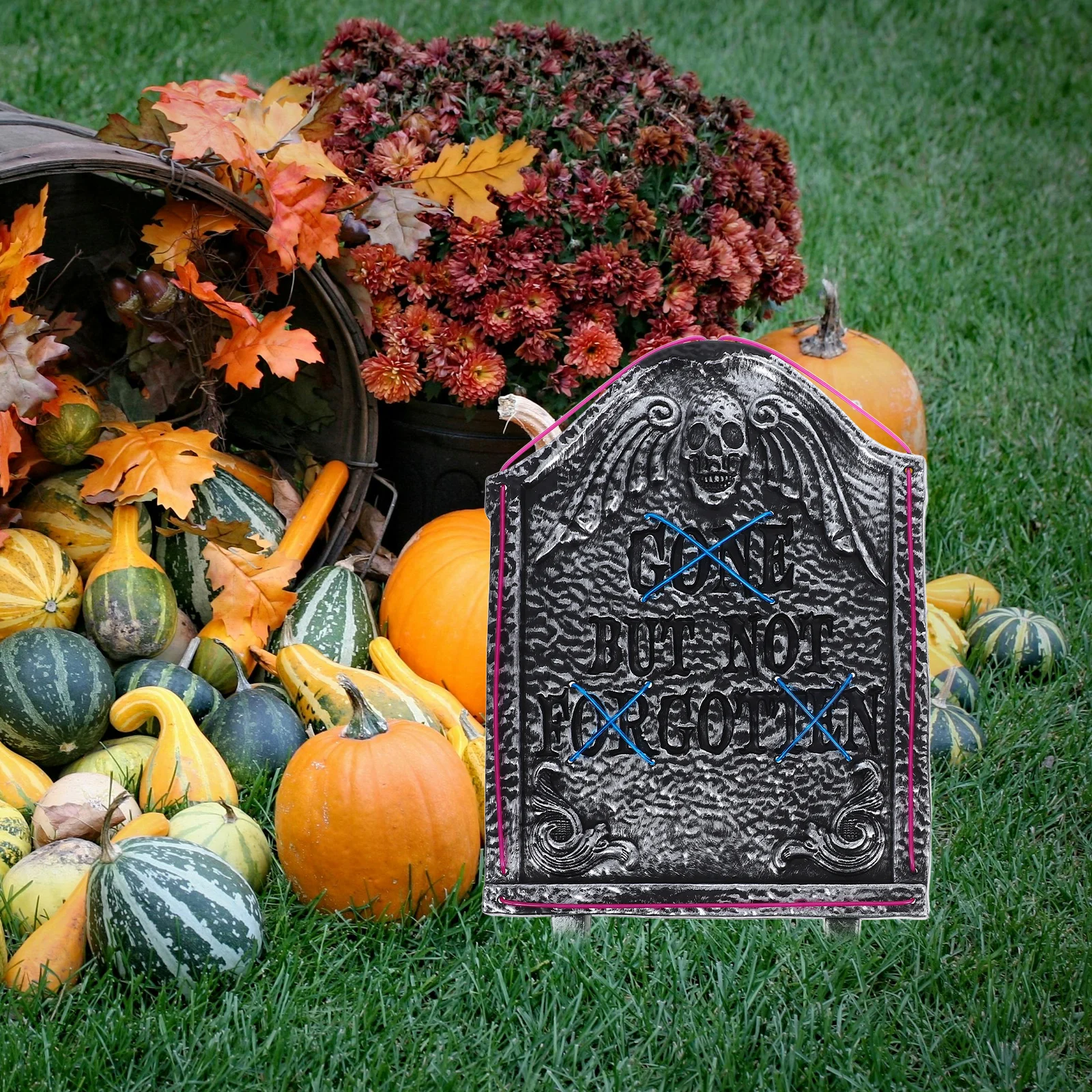 

1pc 15 Inch Halloween Tombstone Decor Dual-Color Led Light-Up Graveyard Decoration Outdoor Yard Glow In The Dark Not
