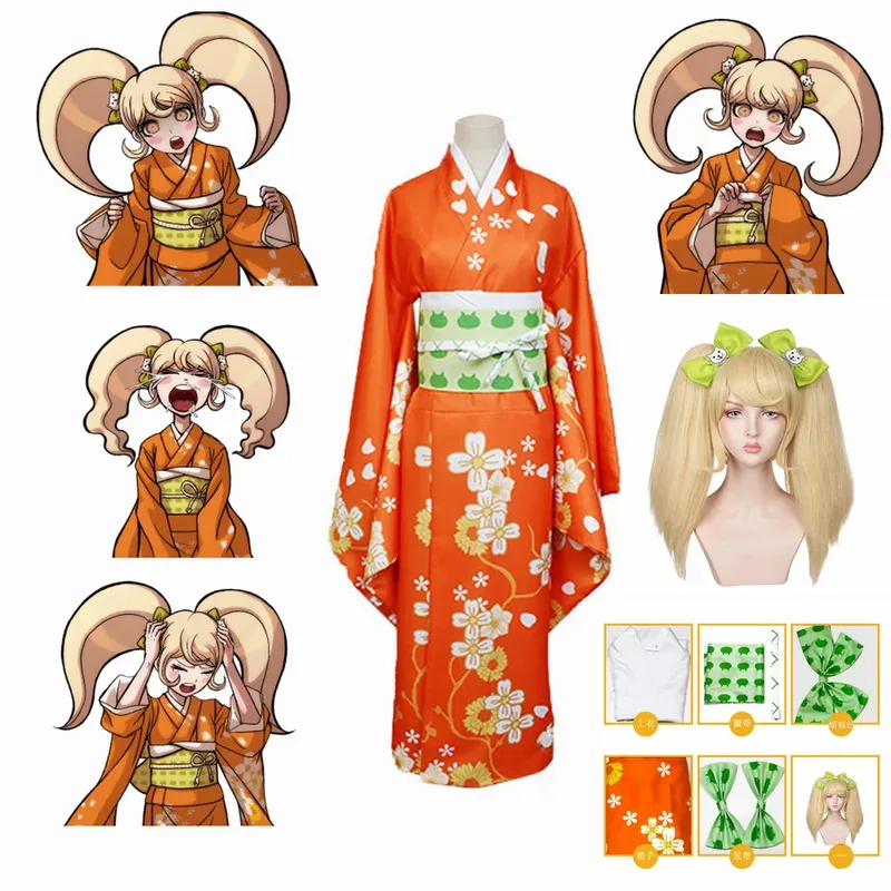 

2025 yiyi Anime Super Danganronpa 2 Saionji Hiyoko Kimono Cosplay Costume Full Set Dangan ronpa Women Girls Halloween Christmas