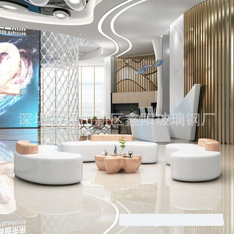 Shopping mall fiberglass leisure seat Meichen creative curved bench airport rest area combination leisure seat