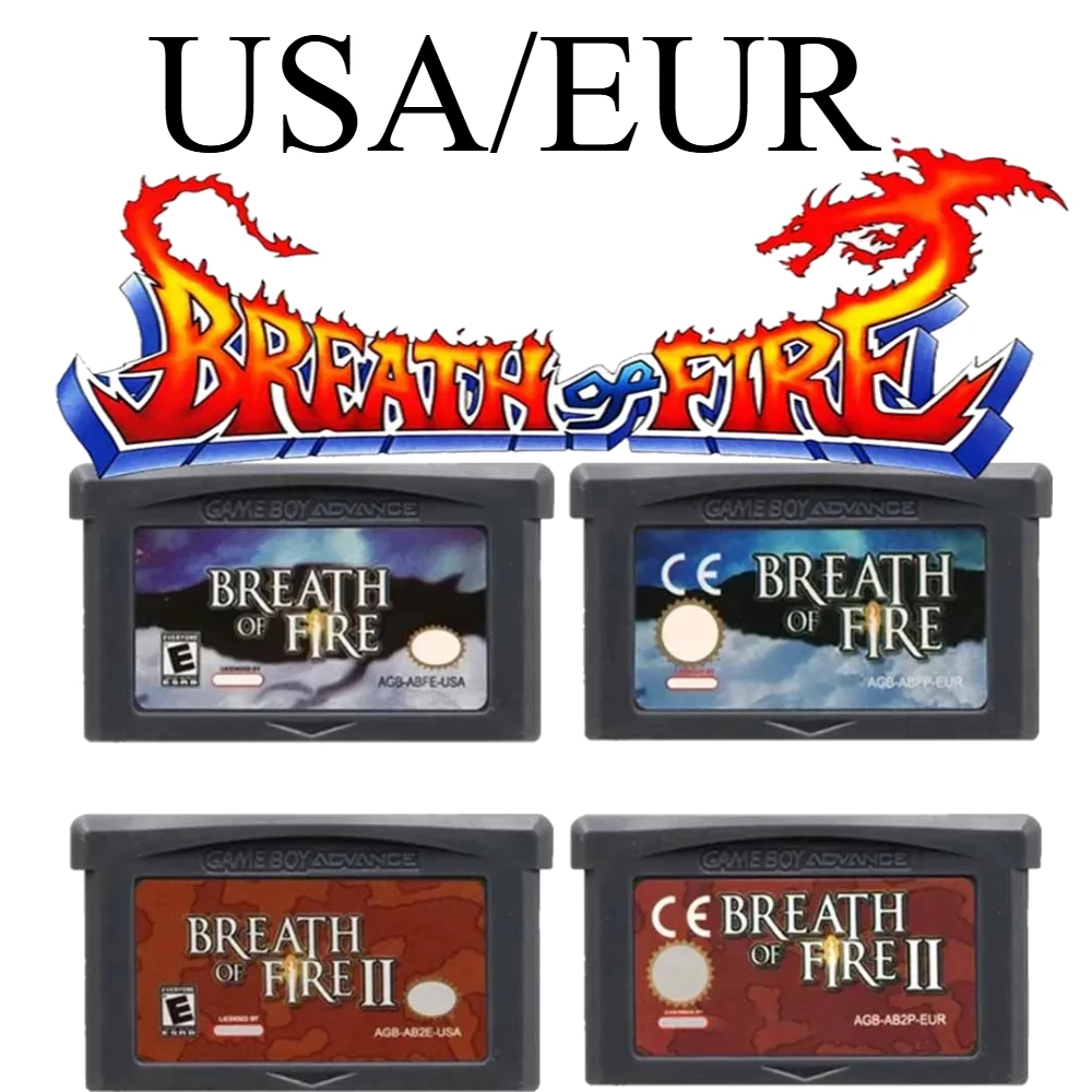 

USA/EUR GBA Game Cartridge Breath of Fire Series 32 Bit Video Game Console Card Breath of Fire DOOM Series for GBA NDS English