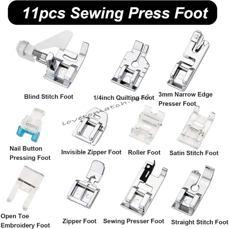 Presser Feet Set 11Pcs Snap On Sewing Machine Foot for Home Low Shank Sewing Machine Use Presser Foot Feet Kit Tool Accessories