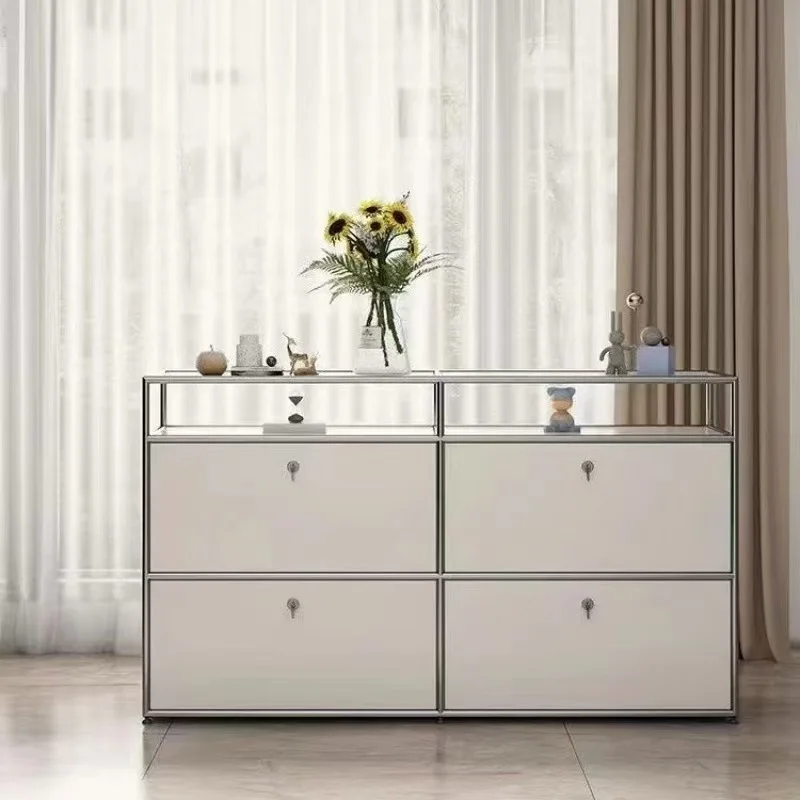 Living room bedroom storage cabinet coffee table steel modular storage bedside sideboard
