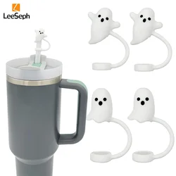 Leeseph Halloween Ghost Straw Covers Cap, Silicone Reusable DustProof Drinking Straw Topper, Cup Accessories for Stanley Cup