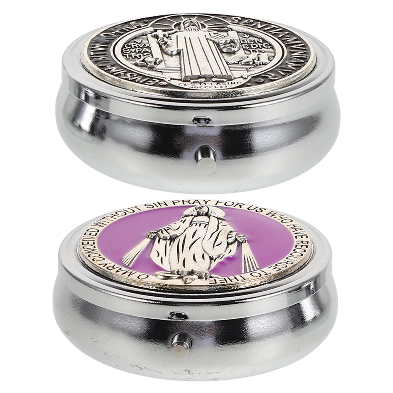 

2 Pcs Rosary Beads Case Jewelry Necklace Box Women Bracelet Container Religious ganizer Metal Boxes Storage Holder Retro Style