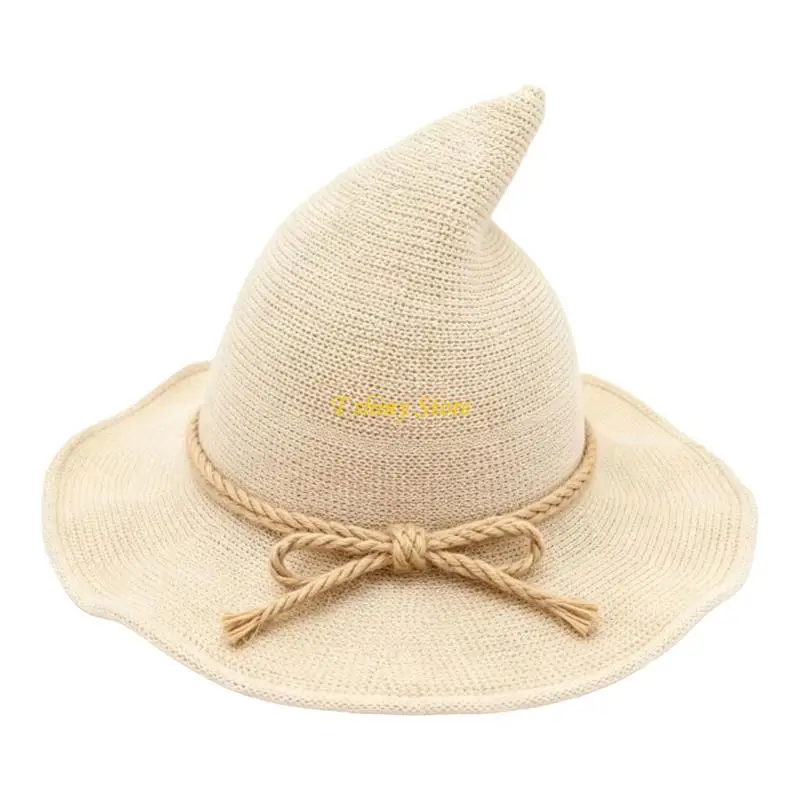N58F Halloween Witch Costume Hat with Tall Point and Softly Waved