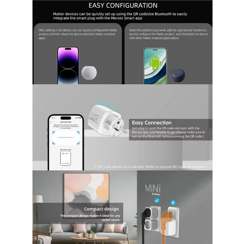High-quality/ Smart Socket Outlet With Voice Control Timer Function Tuya Matter Smart Plug 16A Metering EU Plug