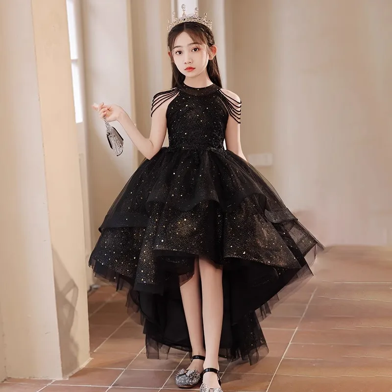 Girls' New High-End Host Little Flower Girl Piano Performance Catwalk Performance Princess Dress