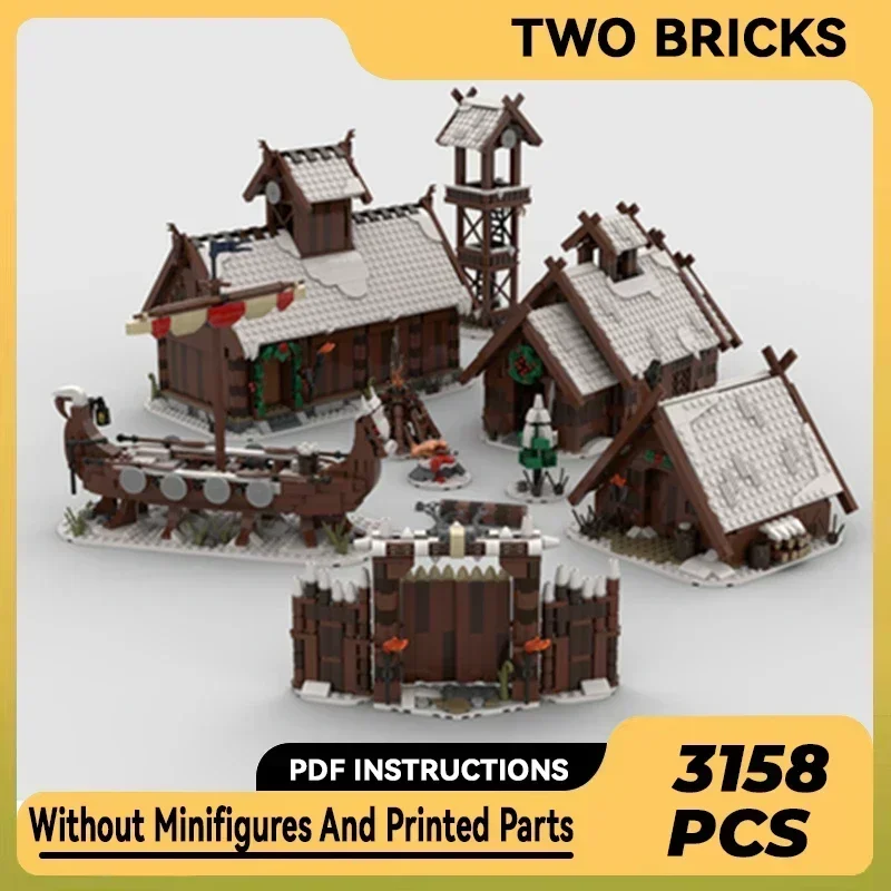 Street View Model Moc Building Bricks Winter Viking Village Technology Modular Blocks Gifts Christmas Toys DIY Sets Assembly