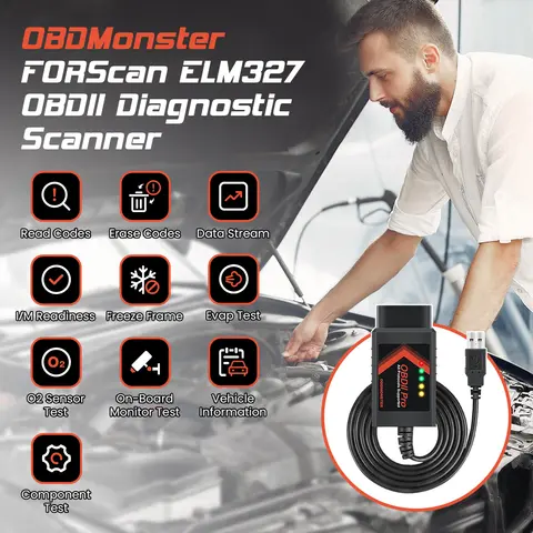 FORScan ELM327 V1.5 OBD2 Adapter OBDII Diagnostic Scanner with HS/MS CAN Auto Switch For Ford Coding Car Diagnostic Tool