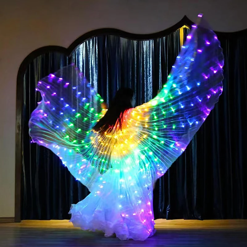 Colorful LED Dance Fairy Belly Dance Butterfly Wings Performance Supplies Fluorescent Wings For Child Adult Dance Wing Costume image 3