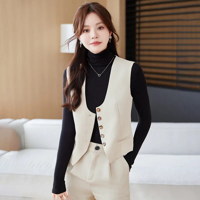 Fashion Small Vest for Women2024Spring New Short Autumn Versatile Bandage Dress Vest Spring and Autumn Business Suit