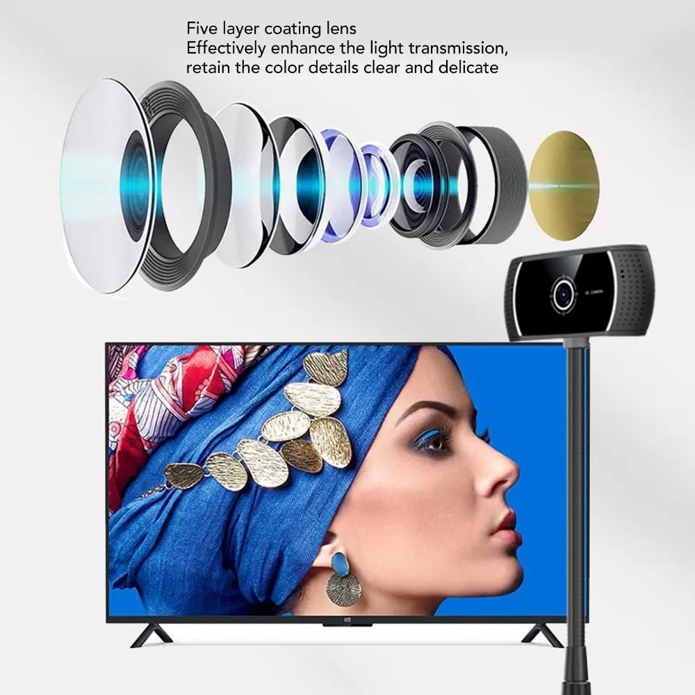 Auto Focus Lock for C185 720P 30 Fps HD Webcam 60 Degree Wide Viewing Angle 360 Degree Rotation USB Web Camera