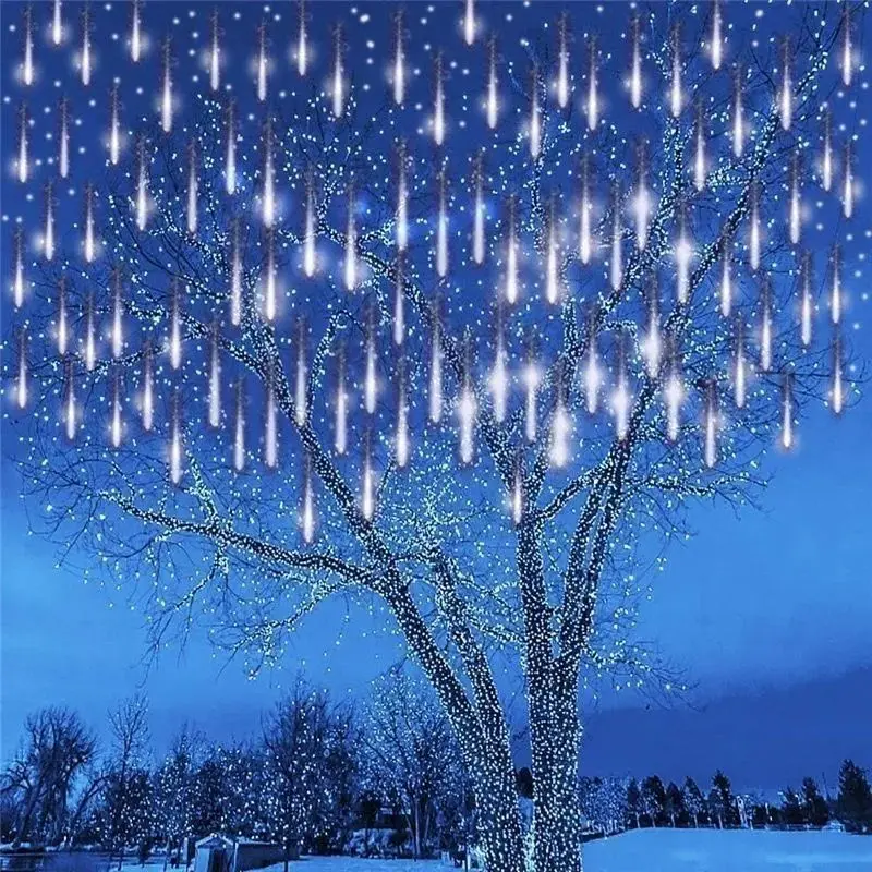 

8 Tubes LED Meteor Shower Rain Light Christmas String Light Wedding Party Decoration Outdoor Snow Falling Raindrop Icicle Light