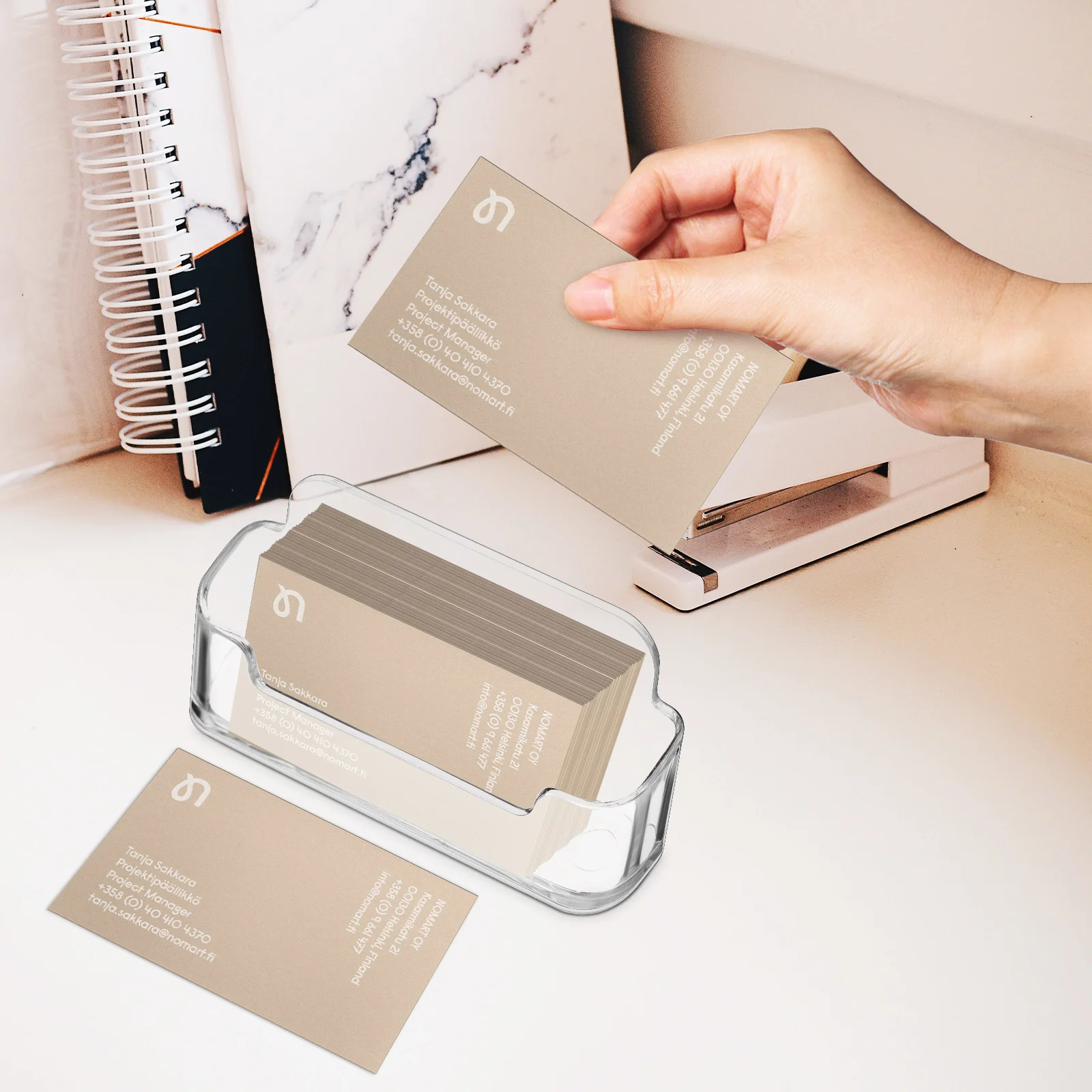 

6Pcs Clear Desk Business Card Holder Acrylic Organizer for Office Meetings Compact Card Stand Display Name Cards Storage