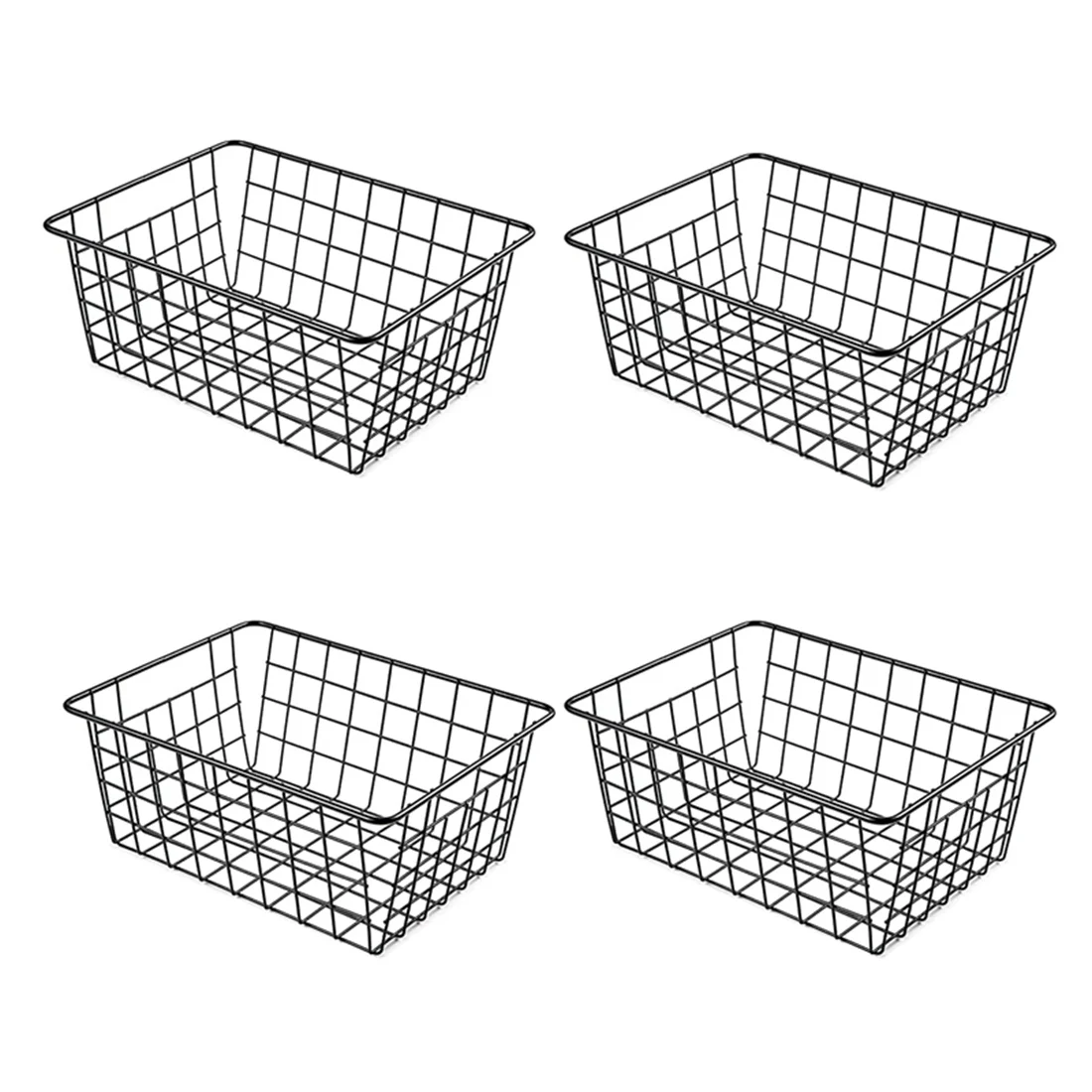 

Wire Storage Baskets For Organizing, 4 Pack Metal Wire Freezer Organizer Bins With Handles, Small Pantry Baskets