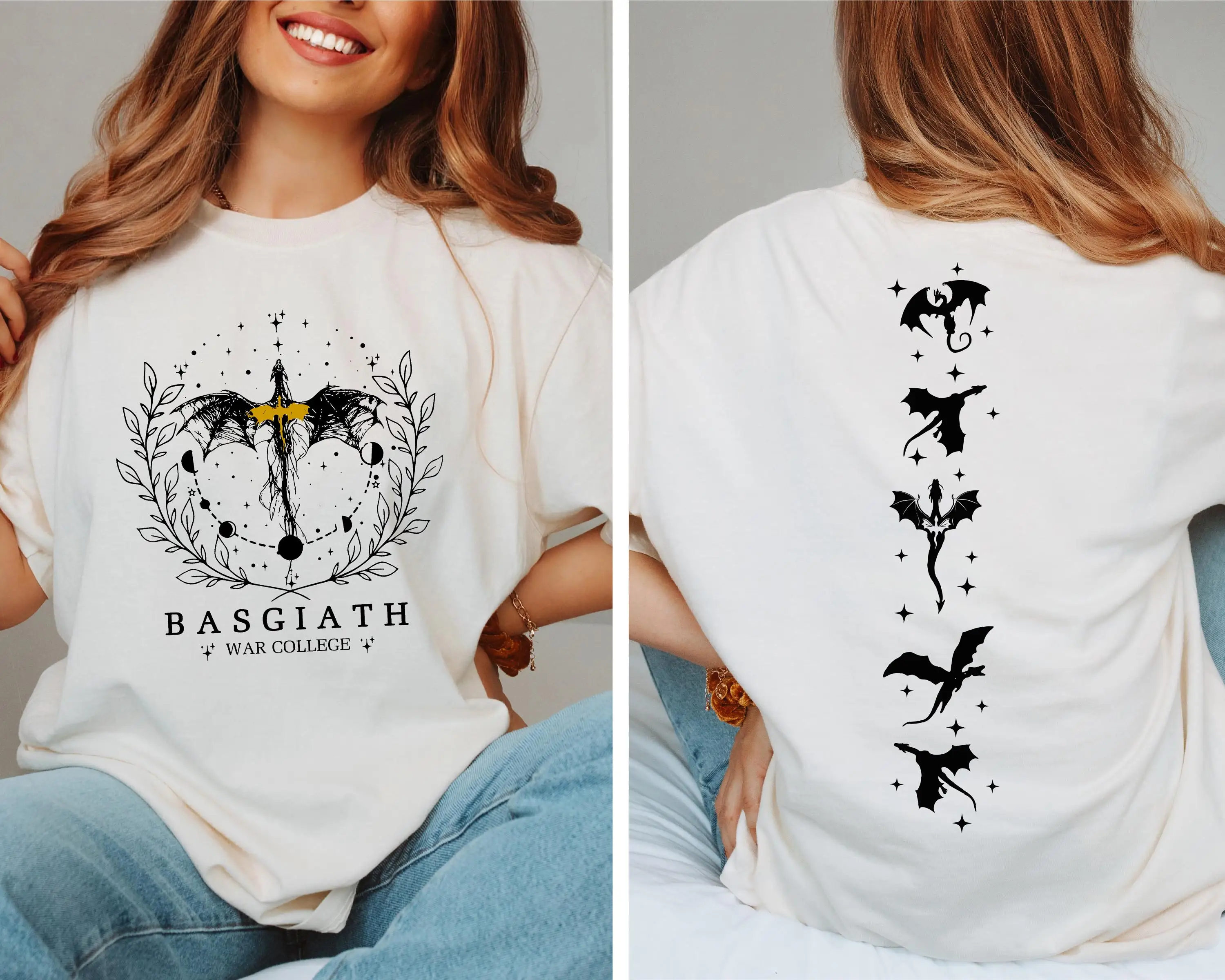 Fourth Wing Rebecca Yarros T Shirt Basgiath War College Dragon Rider BookTok Graphic Print Men Women Unisex Short Sleeve