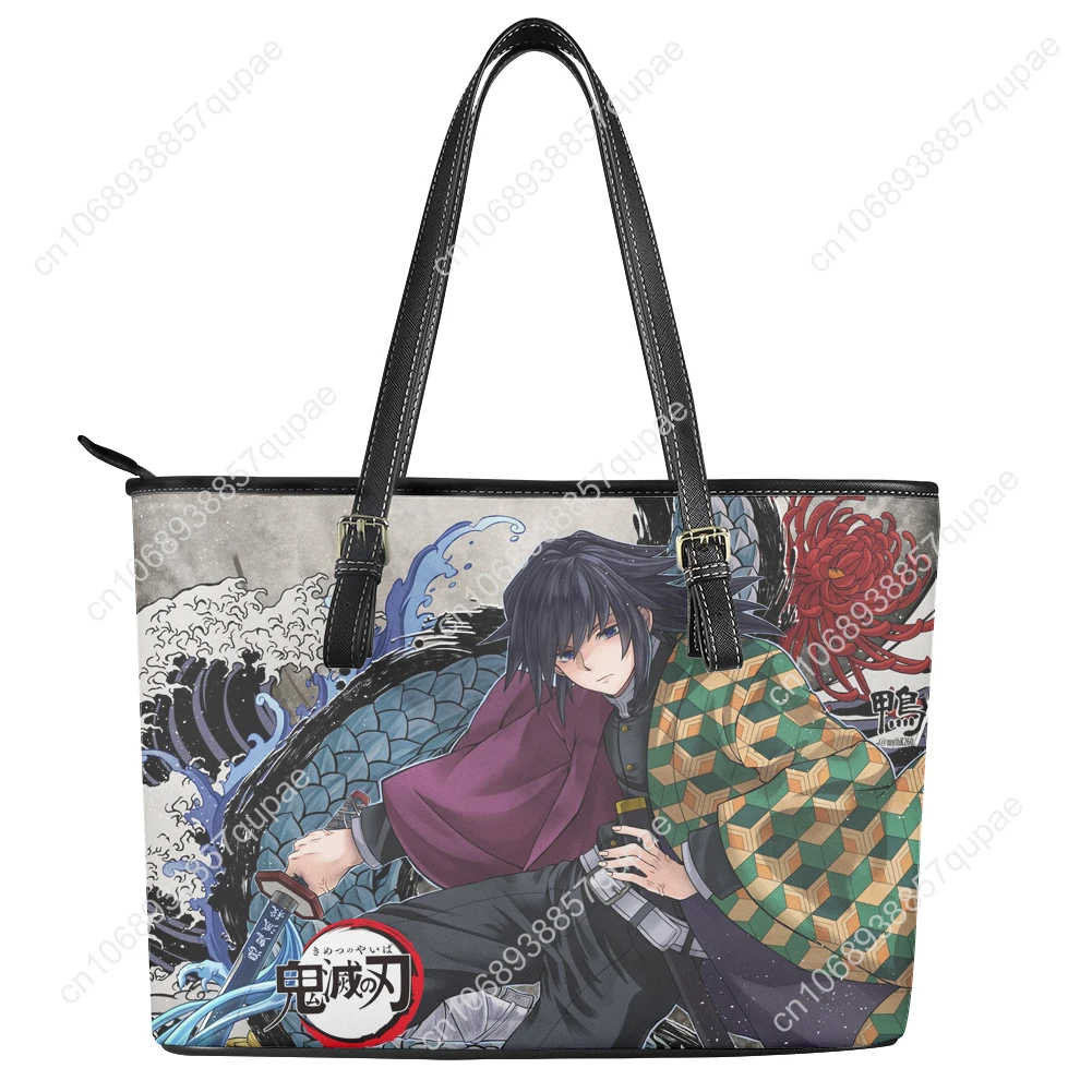 

Japan Anime Cartoon Giyu Tomioka Water Hashira Custom Handbag Women Men Tote Bag Shoulder Bag Business Leather Purse Travel Bag