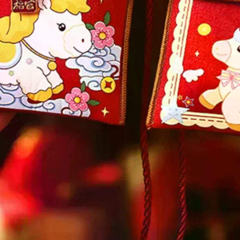 

1Pc 2026 Year Of The Horse Fabric Red Envelope Traditional New Year Lucky Money Bag Spring Festival Cloth Money Pocket