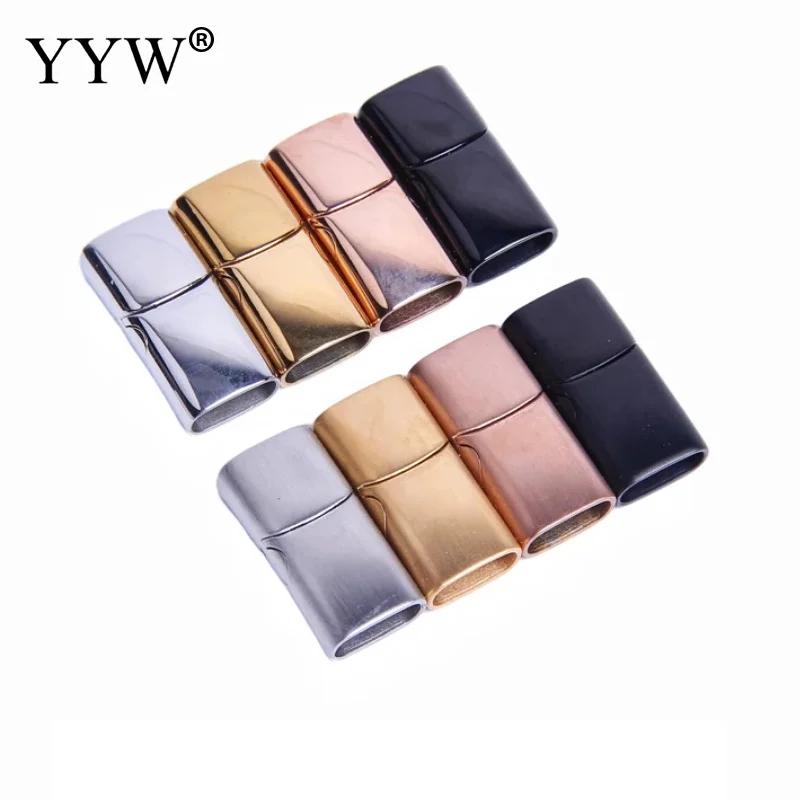 

10PCs Stainless Steel Magnetic Clasps Hole 8x4mm 12x6mm For DIY Leather Cord Connector Buckle Bracelets Rope Jewelry Findings