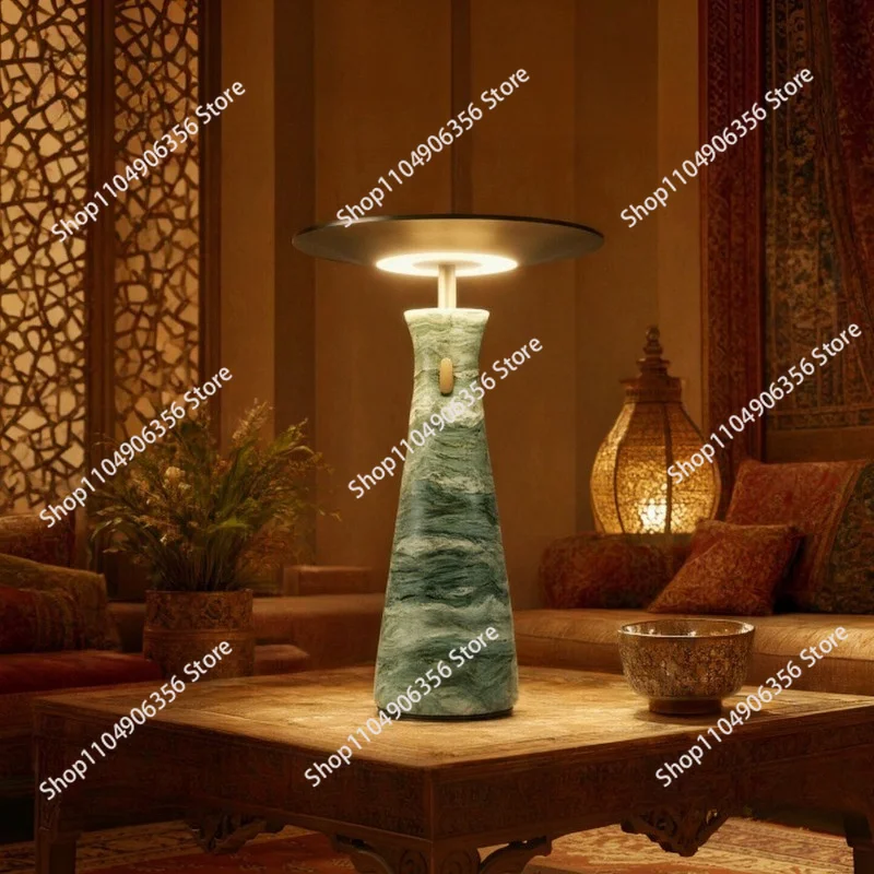 Marble Art Desk Lamp High‑End Decorative Reading Lamp Eye‑Protection Night Light for Living Room Sofa Side Bedroom Study