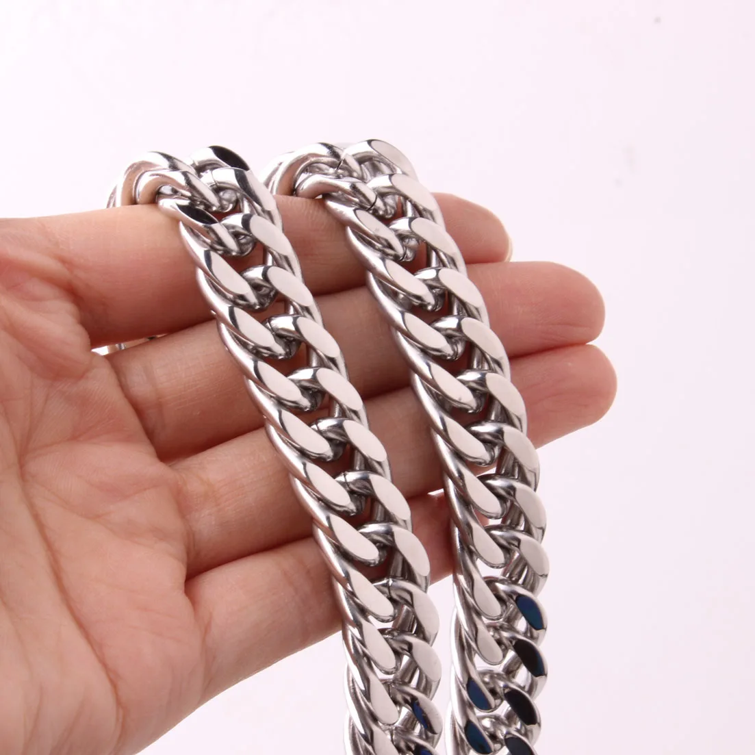 8/10/12/14/16/18mm Heavy Polished Silver Color Men\'s Chain 316L Stainless Steel Cuban Link Necklace Fashion Jewelry Gift