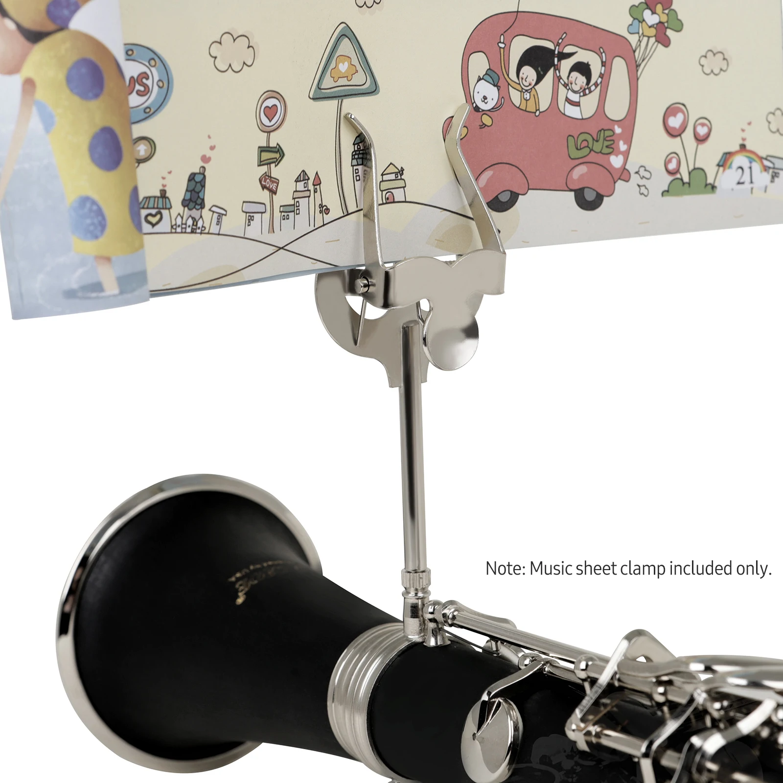 ZJ-4/ZJ-6 Trumpet Marching Lyre Portable Music Stand Music Sheet Clip Iron Clamp on Holder with Rubber Pad Music Stand