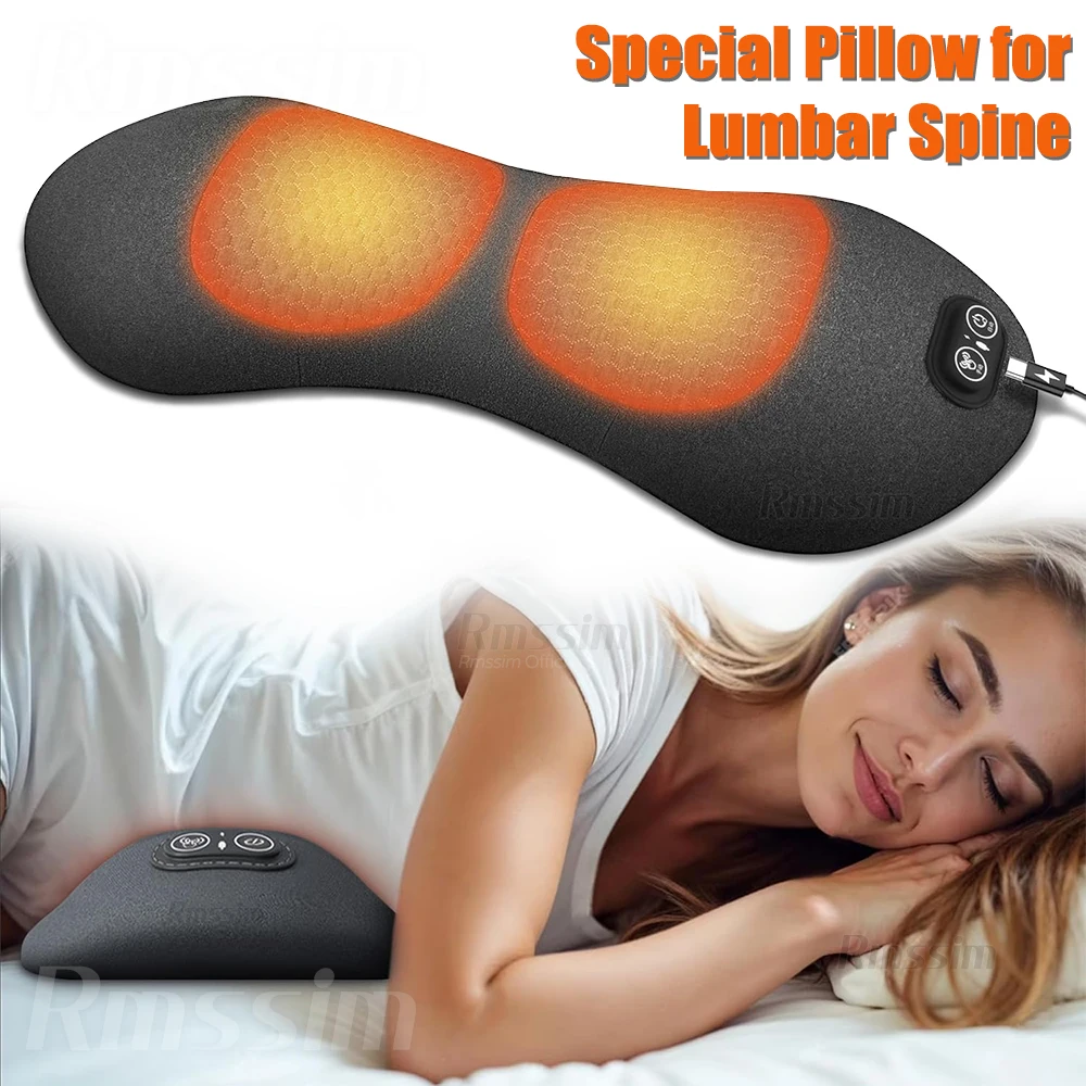 3 in 1 Back Pillow Bed Sleeping Waist Protection Pad Lying Flat Waist Relief Waist Support Heating Vibrating Electric Massage P