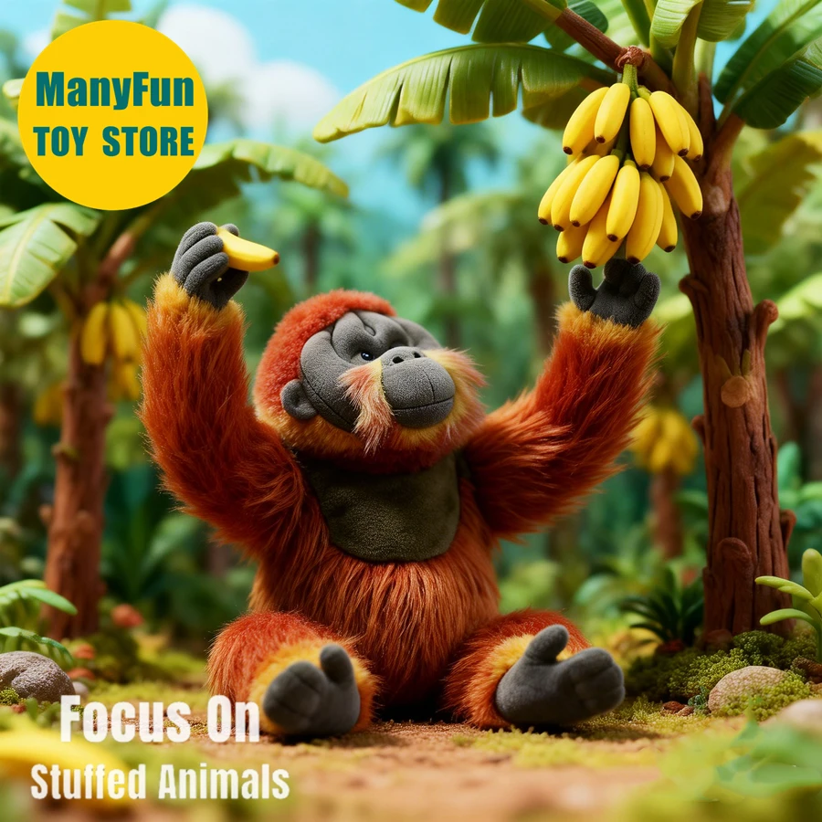 Orangutan Ape High Fidelity Plushie Red Gorilla Plush Toy Lifelike Orangutan Animal Simulation Stuffed Doll Kawaii Toy Gift