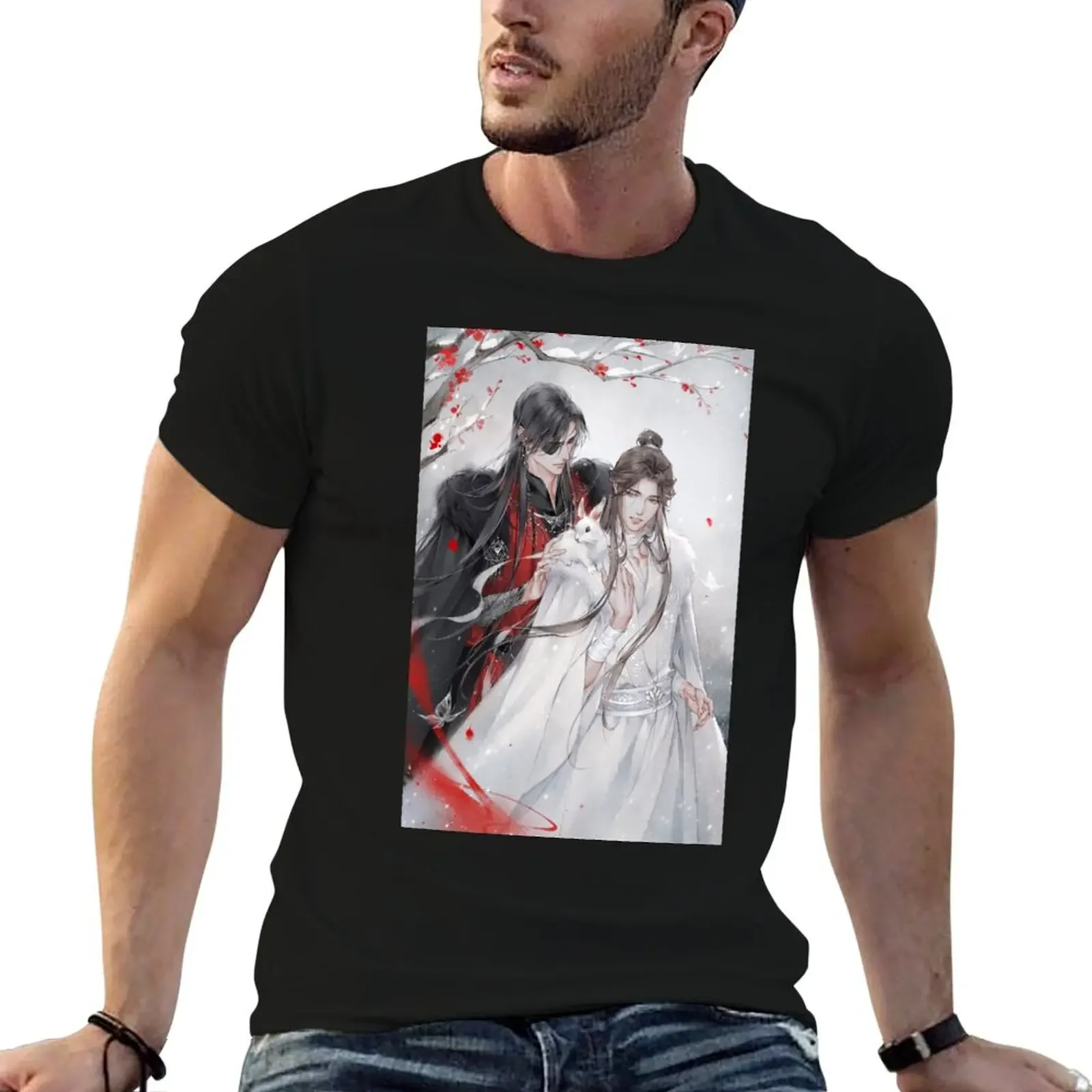 HuaLian Bunny New Year Relaxed Fit T-Shirt anime t shirts summer tops Blouse slim fit t shirts for men