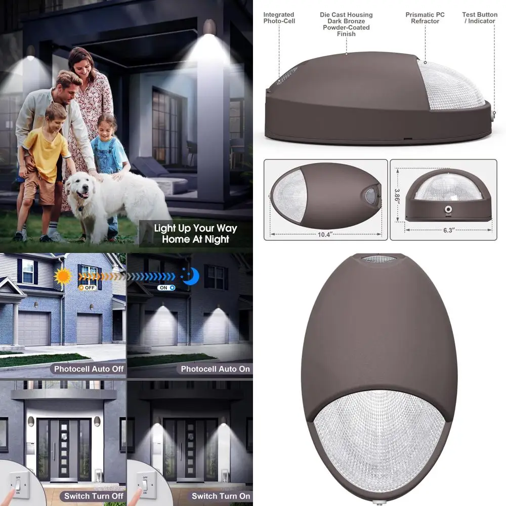 

Commercial Outdoor LED Wall Pack with Battery Backup, Photocell, Waterproof, 120-277V UL Listed for Wet Locations