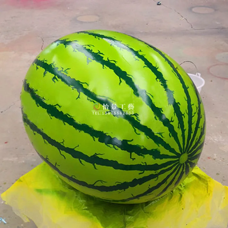 Customized watermelon sculpture, fiberglass simulation fruit sculpture ornament, farm ecological park creative fruit sculpture