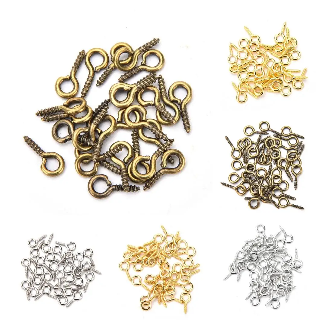 100 stks/partij 8/10mm Kleine Schapen Ogen Nagel Schroef Tiny Mini Eye Pins Haken Oogjes voor Bead Charms hanger DIY Sieraden Bevindingen