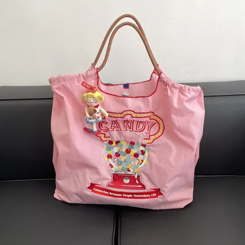 

Ball chain bag, shopping bagshoulder bag Japanese Medal Rabbit environmental bag embroidered nylon fabric