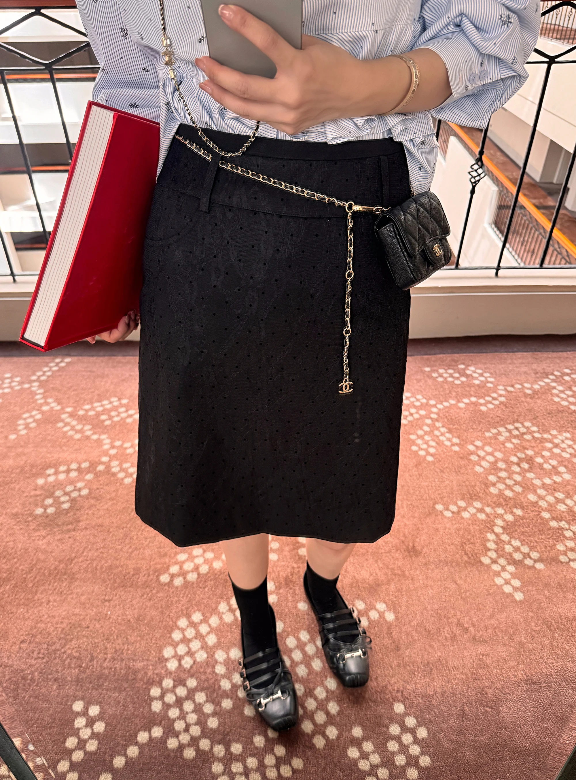 

Scout Bla Lace Cosite Fabric lectual mid Skirt Women's High Waist Skirts Autumn Season Faion Ladies' Premium