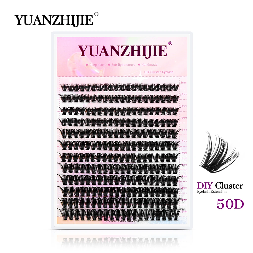 

YUANZHIJIE 12 Rows Fluffy Natural Cluster Lashes 60D 80D 100D Thick Eyelashes C D Curl Individual DIY Segment Lash Extensions