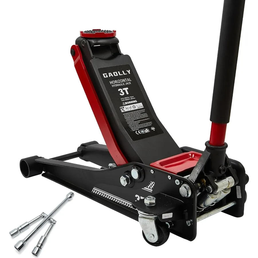 

3-тонный низкопрофильный сверхпрочный стальной гоночный напольный домкрат с двойными поршнями, быстроподъемный насос для эффективного обслуживания транспортных средств в комплекте