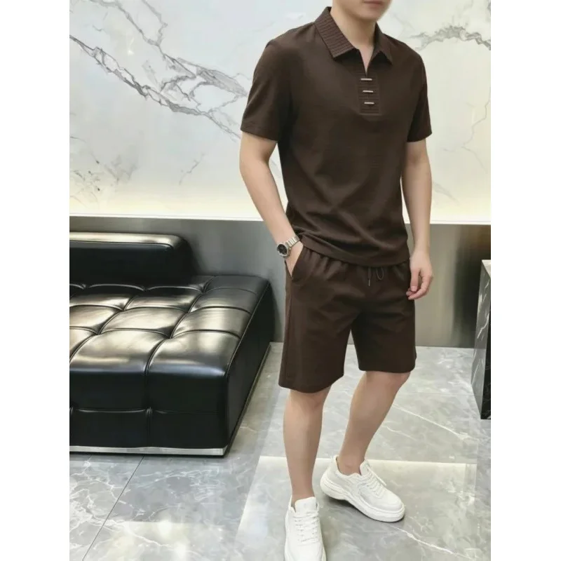 QICHE Men Turn Down Collar Short Sleeve Polo Shirt Summer Casual Top 2026 New Arrival