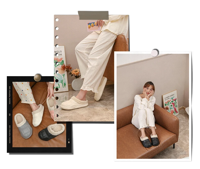Men's Home Clogs 2024 New Winter Comfortable Slippers Plush Lining Shoes Soft Woman House Warm Clogs High Quality waterproof